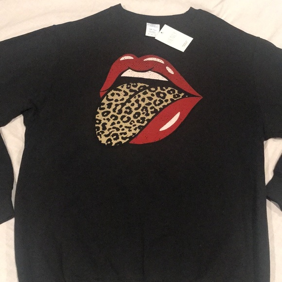 Rolling Stones Leopard Tongue Black Sweatshirt Long Sleeve M - Picture 7 of 11